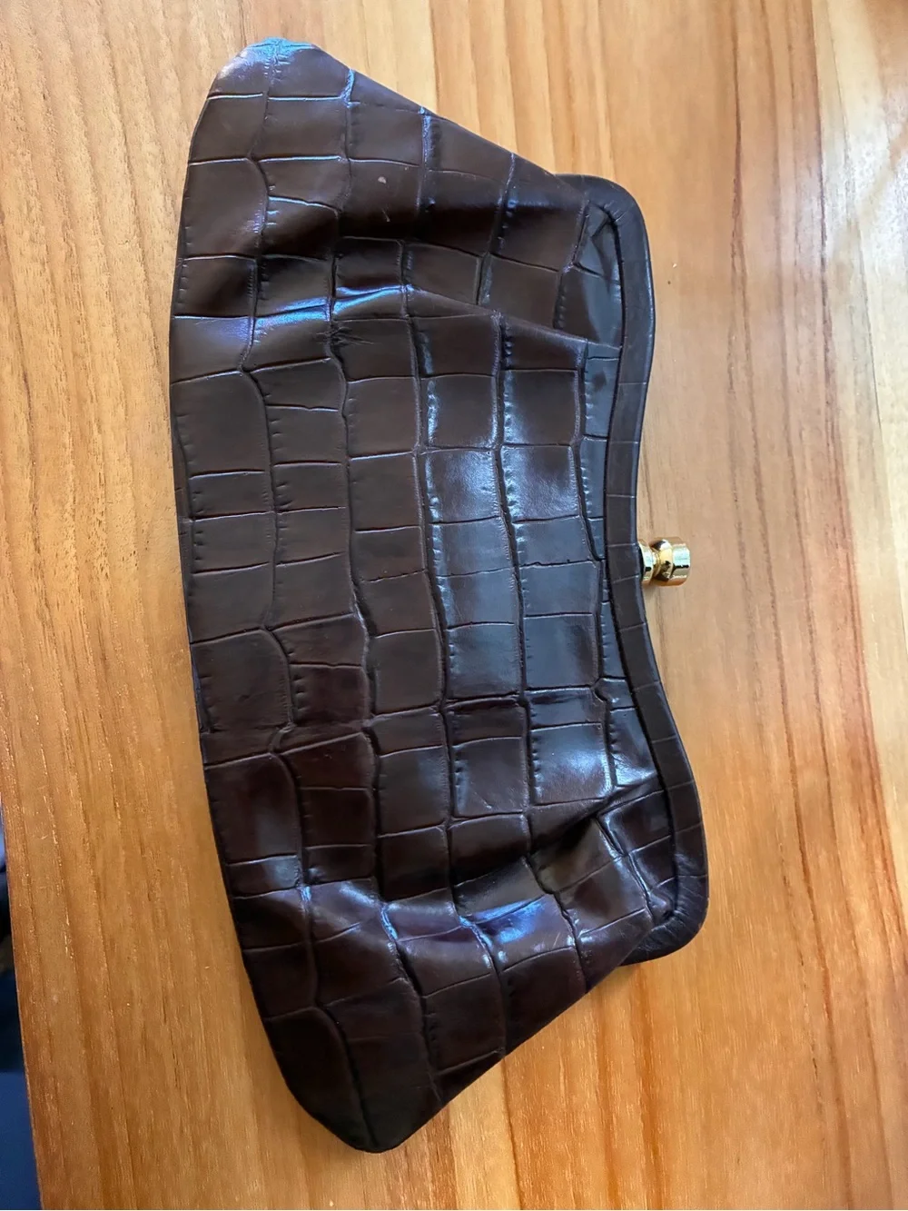 Banana Republic Brown Croc-Embossed Leather women’s Clutch